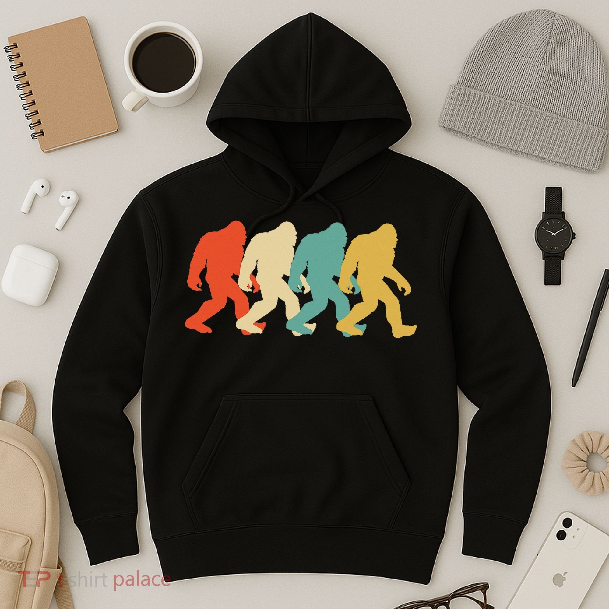 Bigfoot Silhouette Retro Pop Art Sasquatch Hoodie