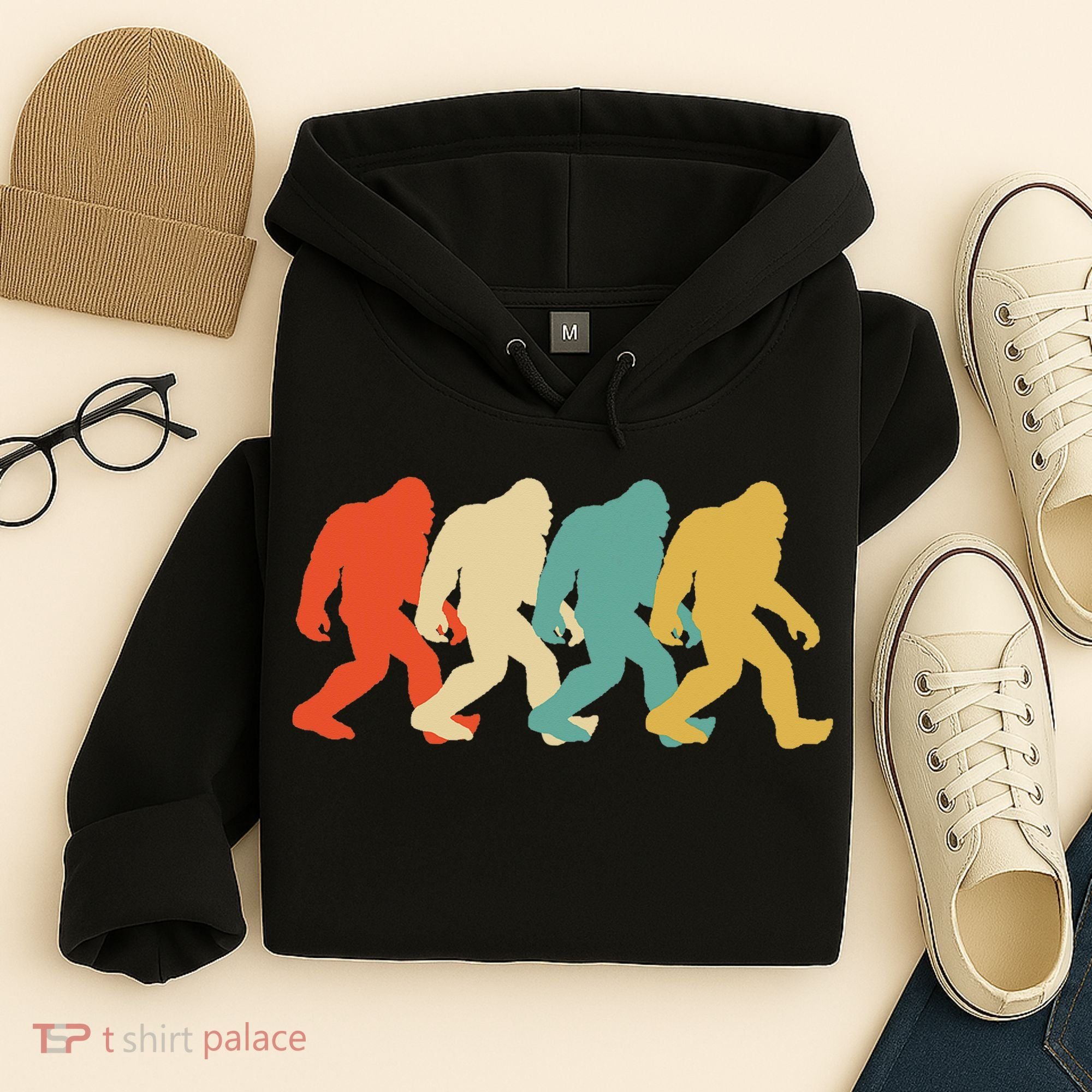 Bigfoot Silhouette Retro Pop Art Sasquatch Hoodie
