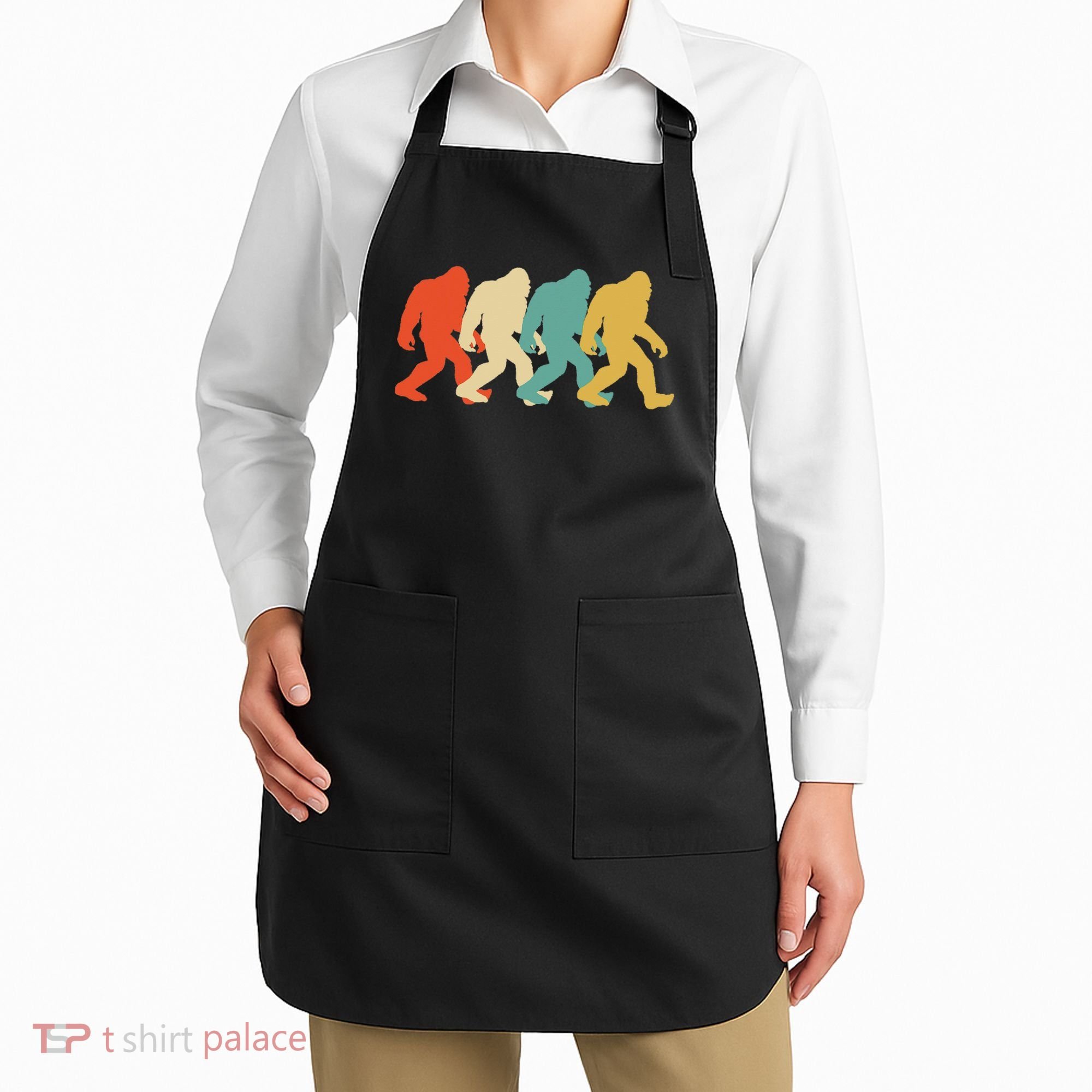 Bigfoot Silhouette Retro Pop Art Sasquatch Apron