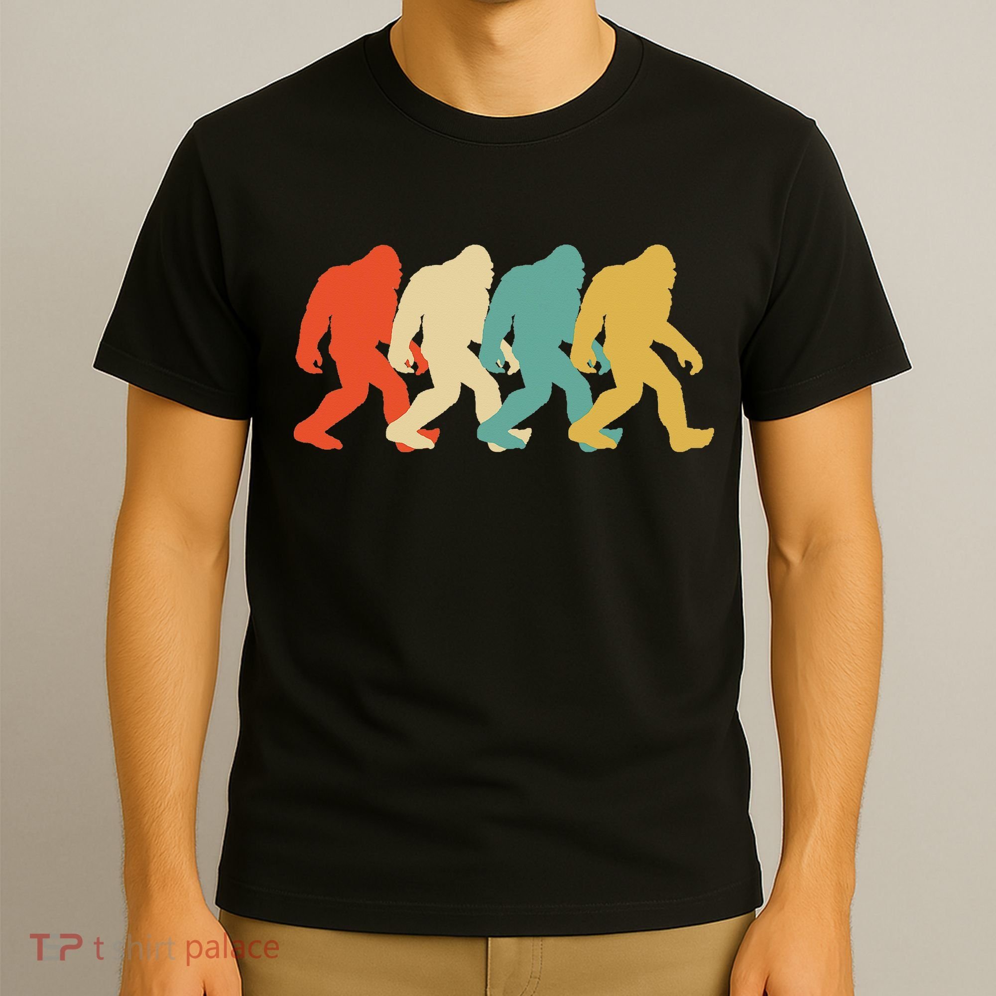 Bigfoot Silhouette Retro Pop Art Sasquatch T-Shirt