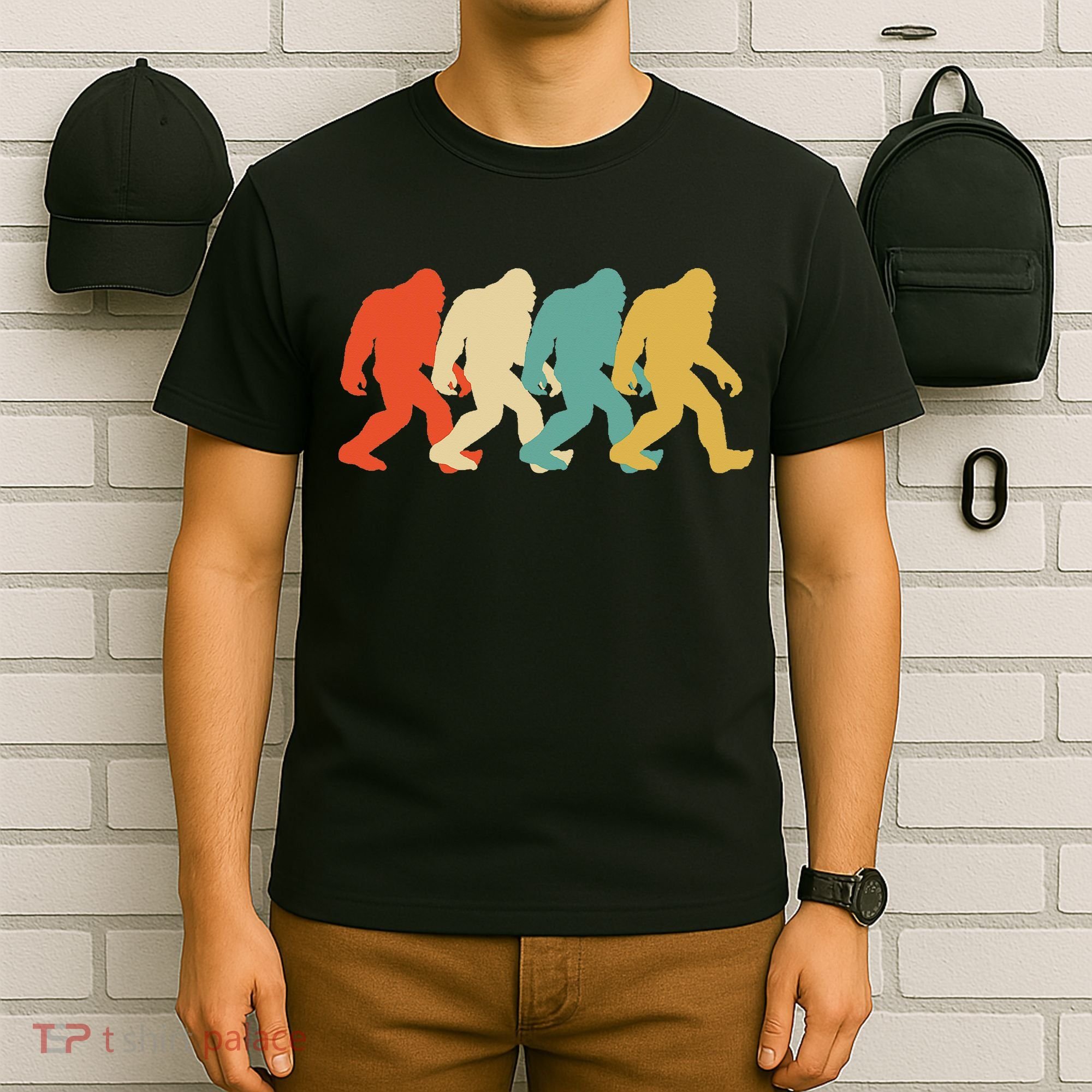 Bigfoot Silhouette Retro Pop Art Sasquatch T-Shirt