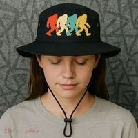Bigfoot Silhouette Retro Pop Art Sasquatch Bucket Hat thumb 3