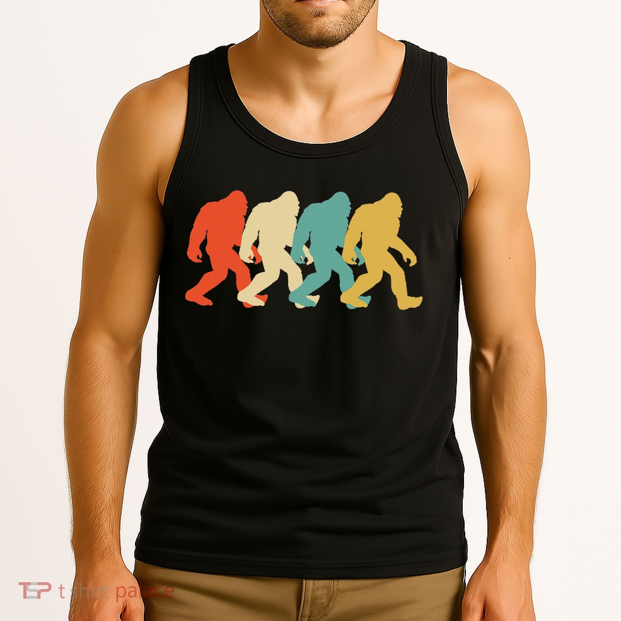 Bigfoot Silhouette Retro Pop Art Sasquatch Tank Top