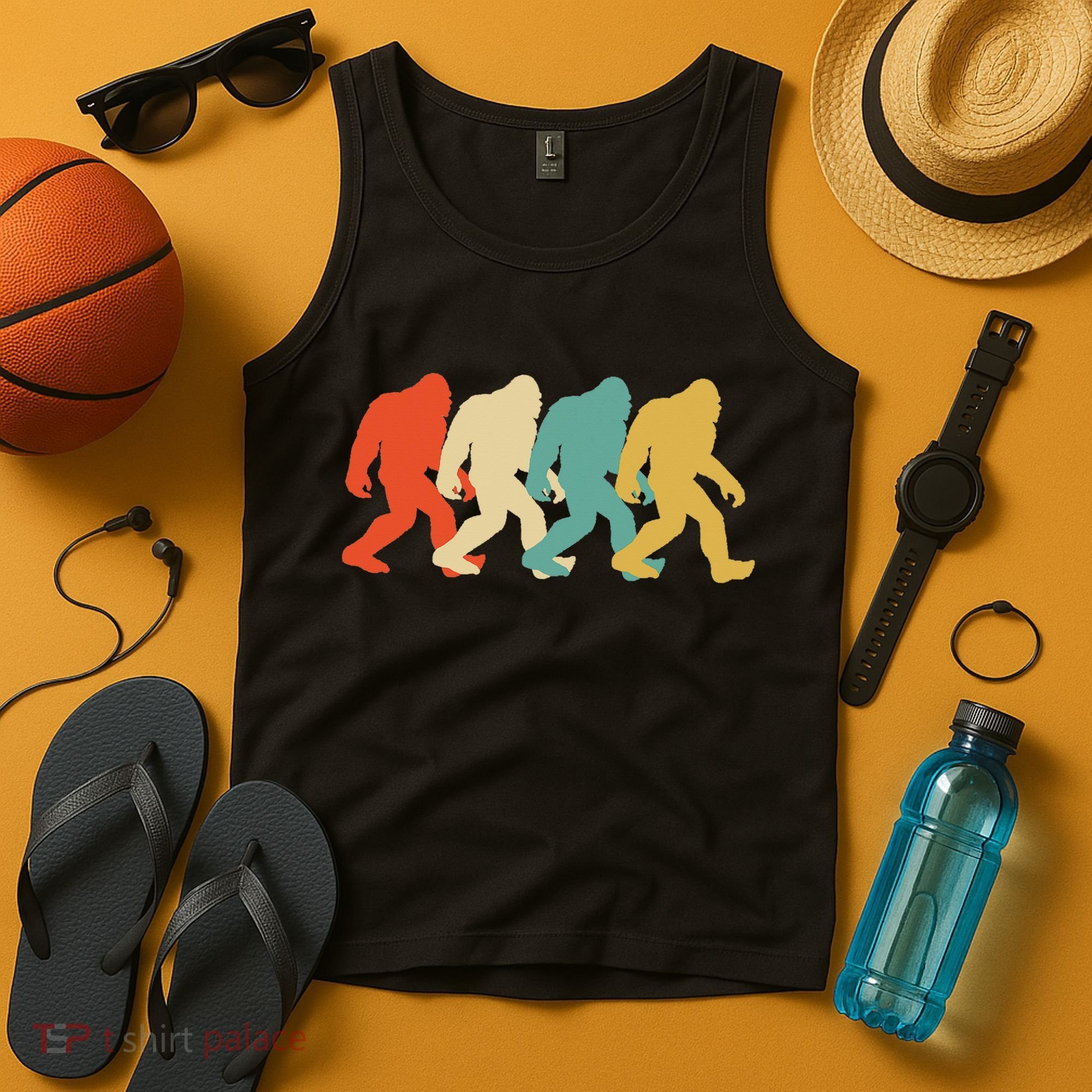 Bigfoot Silhouette Retro Pop Art Sasquatch Tank Top