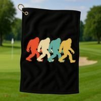 Bigfoot Silhouette Retro Pop Art Sasquatch Golf Towel thumb 1