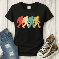 Bigfoot Silhouette Retro Pop Art Sasquatch Women's T-Shirt thumb 3