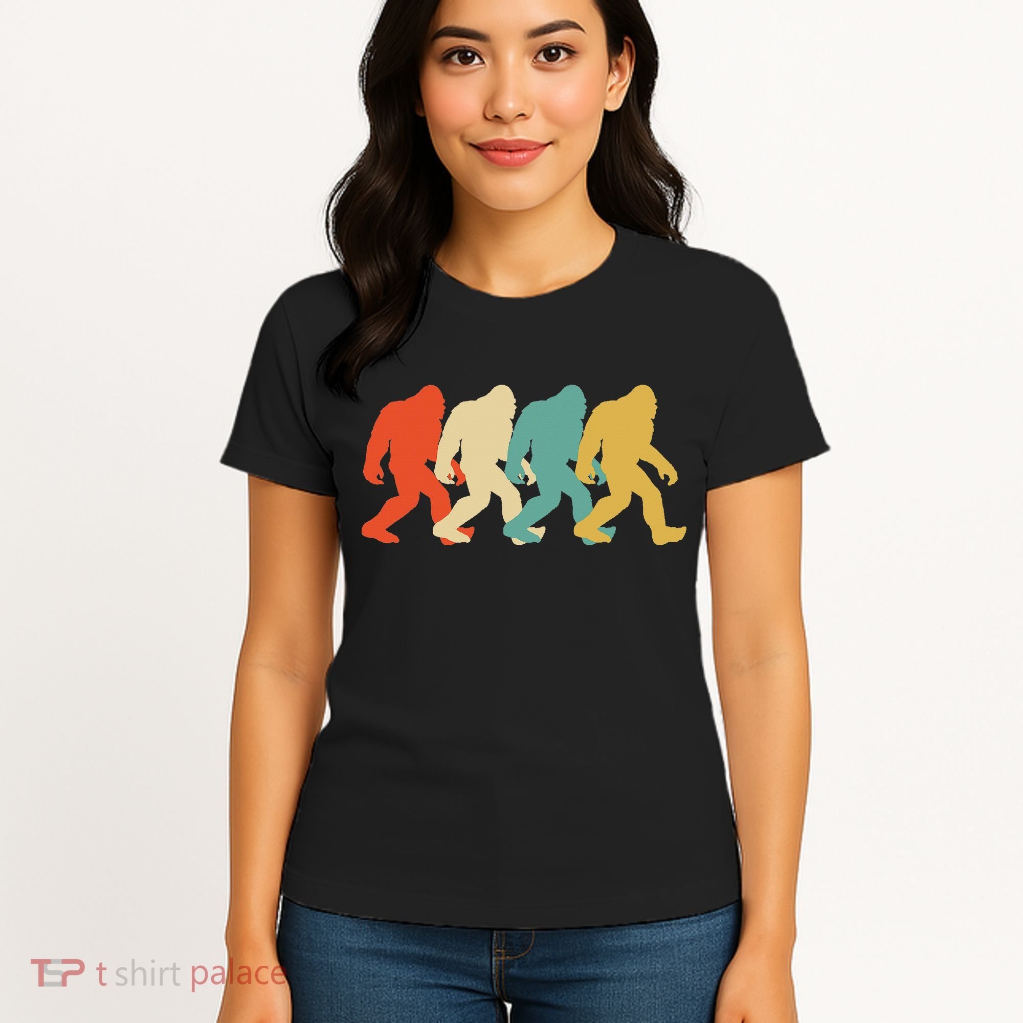 Bigfoot Silhouette Retro Pop Art Sasquatch Women's T-Shirt