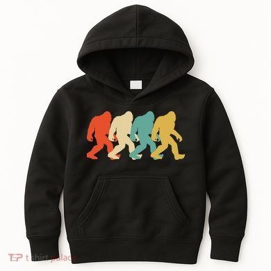 Bigfoot Silhouette Retro Pop Art Sasquatch Kids Hoodie