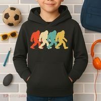 Bigfoot Silhouette Retro Pop Art Sasquatch Kids Hoodie thumb 2