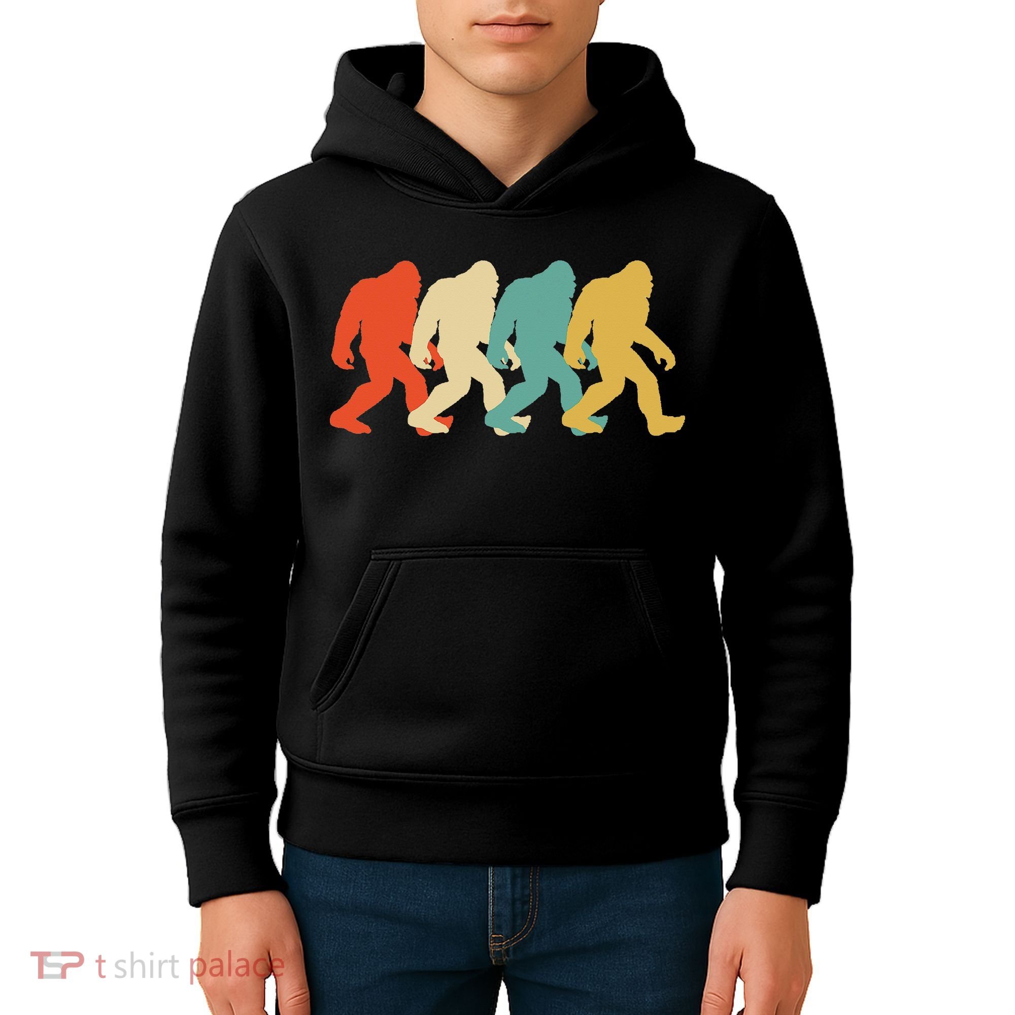 Bigfoot Silhouette Retro Pop Art Sasquatch Kids Hoodie