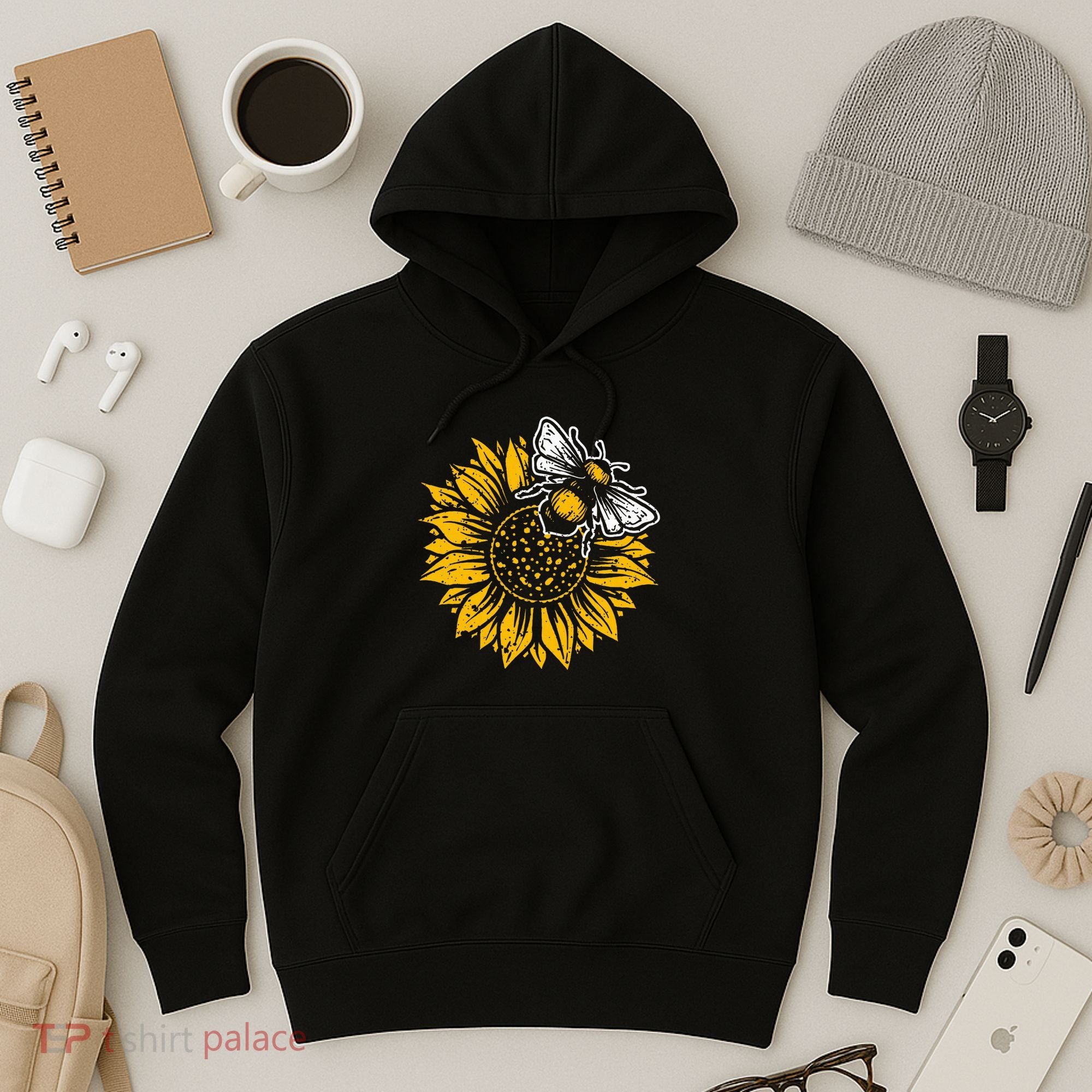 Bumblebee Sunflower Springtime Save The Bees Honeybee Hoodie