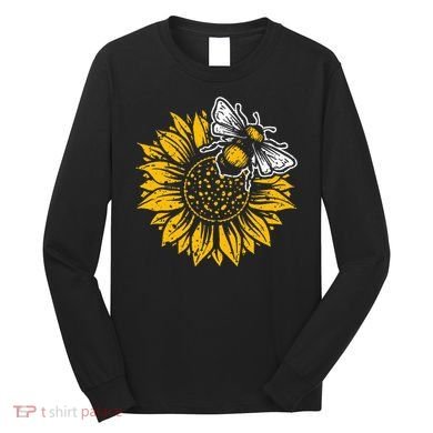 Bumblebee Sunflower Springtime Save The Bees Honeybee Long Sleeve Shirt