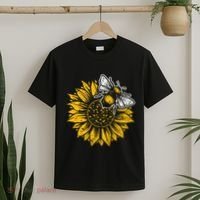 Bumblebee Sunflower Springtime Save The Bees Honeybee T-Shirt thumb 2
