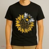 Bumblebee Sunflower Springtime Save The Bees Honeybee T-Shirt thumb 3