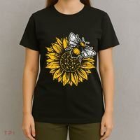 Bumblebee Sunflower Springtime Save The Bees Honeybee T-Shirt thumb 4