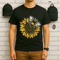Bumblebee Sunflower Springtime Save The Bees Honeybee T-Shirt thumb 6