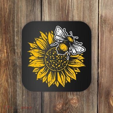 Bumblebee Sunflower Springtime Save The Bees Honeybee Coaster