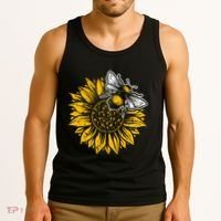 Bumblebee Sunflower Springtime Save The Bees Honeybee Tank Top thumb 3