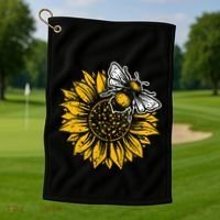Bumblebee Sunflower Springtime Save The Bees Honeybee Golf Towel thumb 1