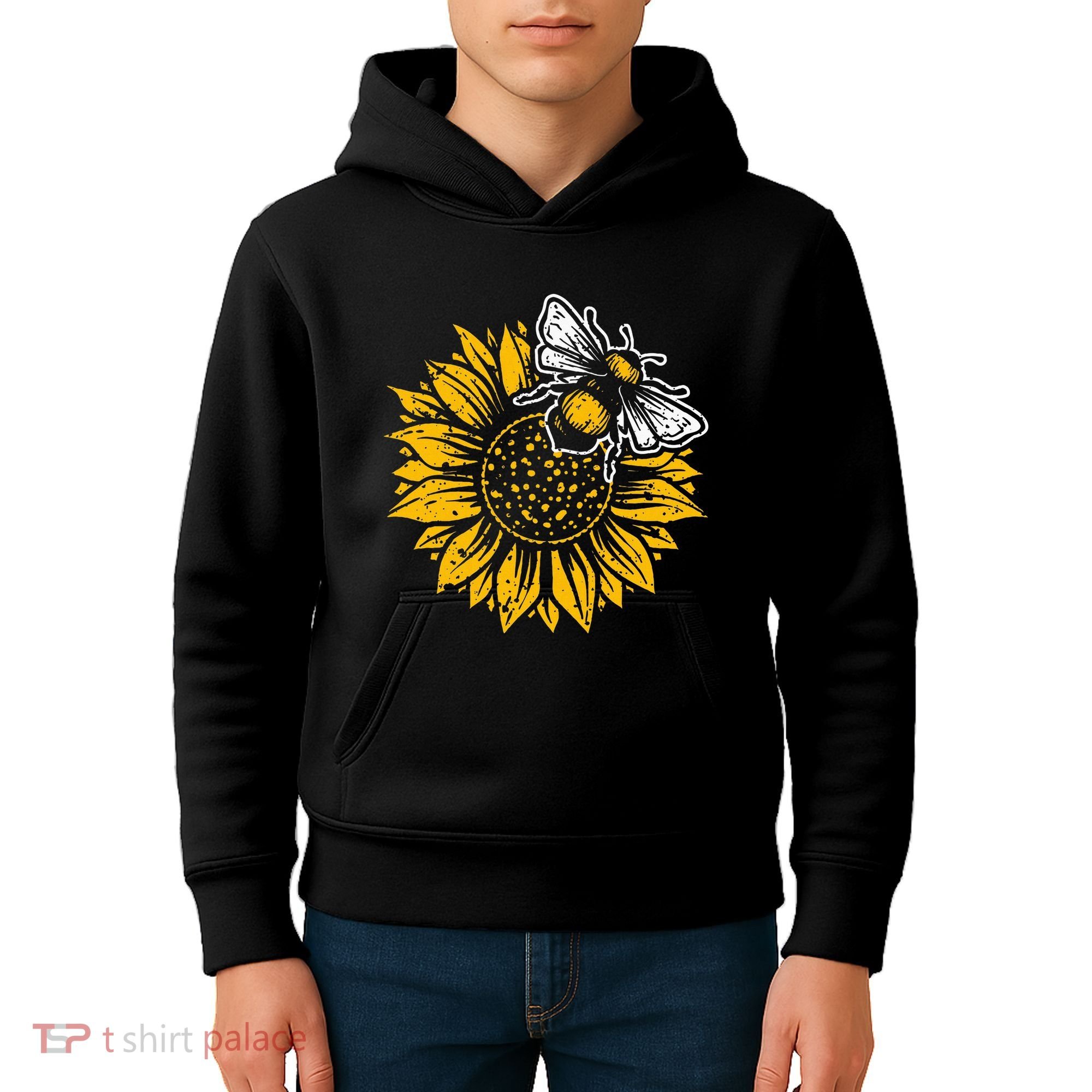 Bumblebee Sunflower Springtime Save The Bees Honeybee Kids Hoodie