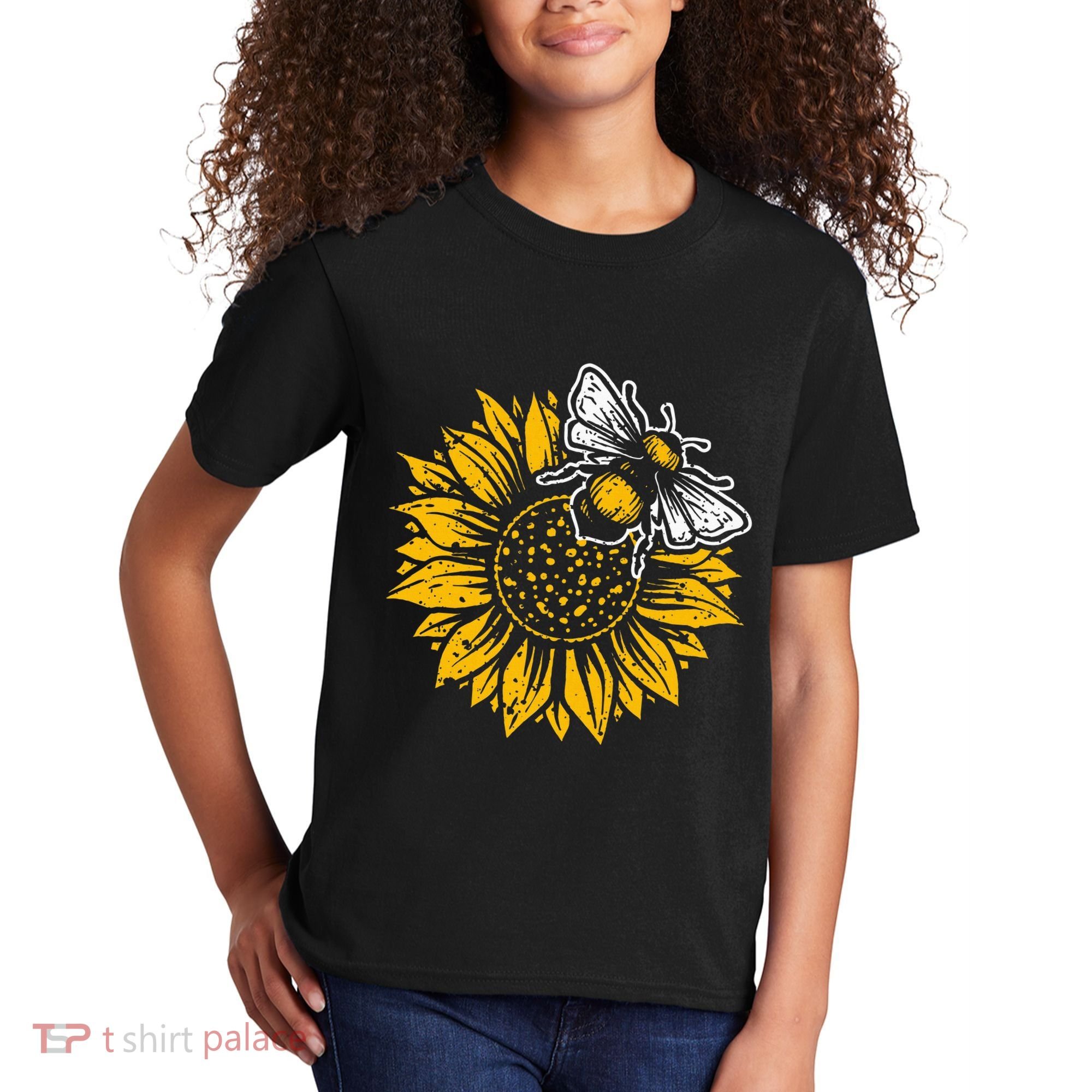 Bumblebee Sunflower Springtime Save The Bees Honeybee Kids T-Shirt