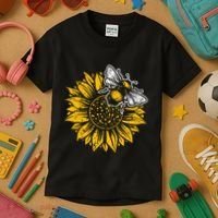 Bumblebee Sunflower Springtime Save The Bees Honeybee Kids T-Shirt thumb 3