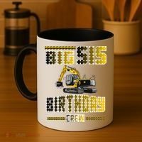Big Sis Sister Birthday Crew Party Excavator Coffee Mug thumb 4