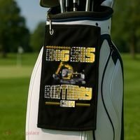Big Sis Sister Birthday Crew Party Excavator Golf Towel thumb 2