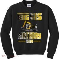 Big Sis Sister Birthday Crew Party Excavator Kids Sweatshirt thumb 0
