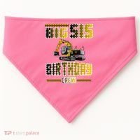 Big Sis Sister Birthday Crew Party Excavator USA-Made Doggie Bandana thumb 0