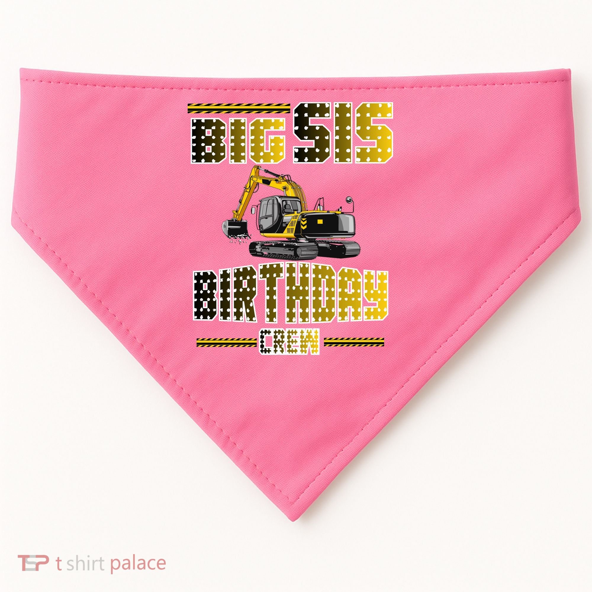 Big Sis Sister Birthday Crew Party Excavator USA-Made Doggie Bandana