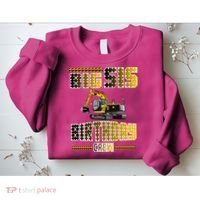 Big Sis Sister Birthday Crew Party Excavator Sweatshirt thumb 2