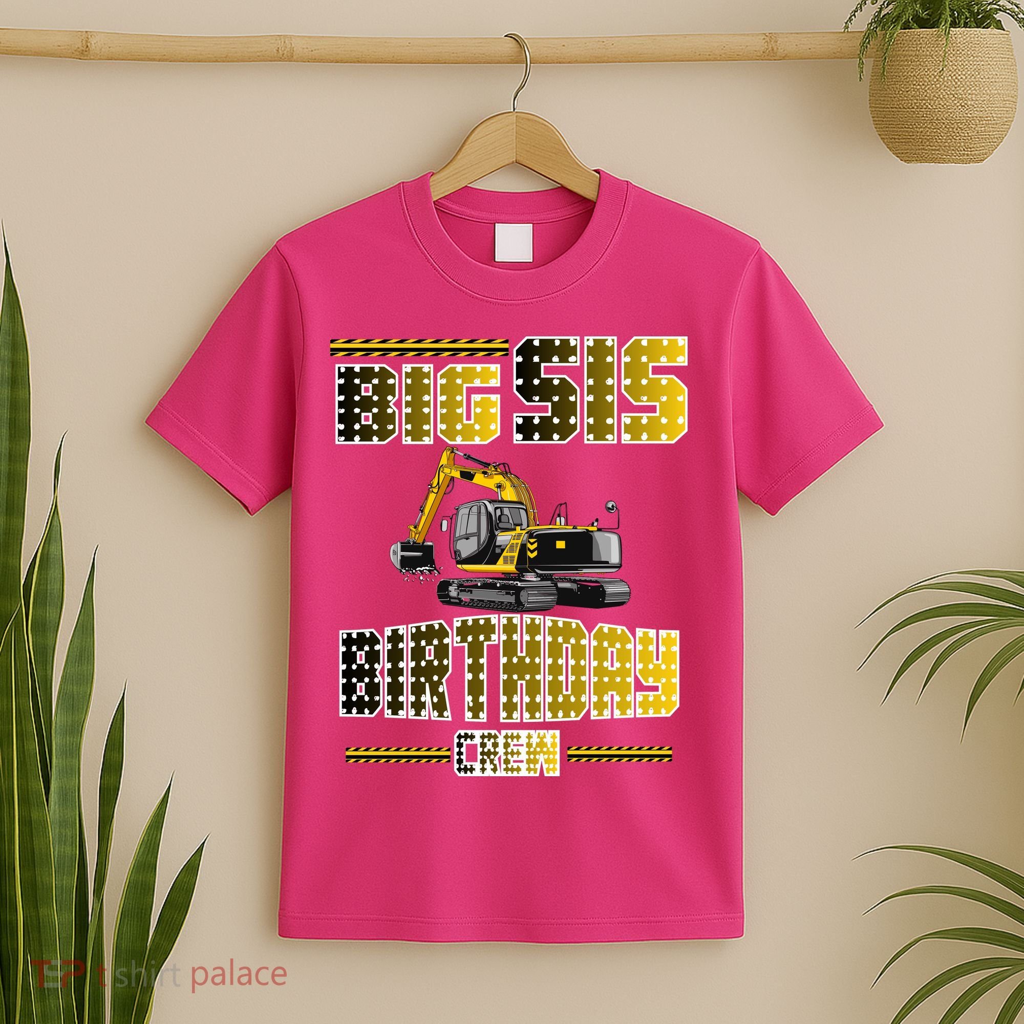 Big Sis Sister Birthday Crew Party Excavator T-Shirt