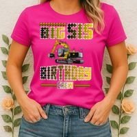 Big Sis Sister Birthday Crew Party Excavator Women's T-Shirt thumb 2