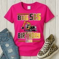 Big Sis Sister Birthday Crew Party Excavator Women's T-Shirt thumb 3