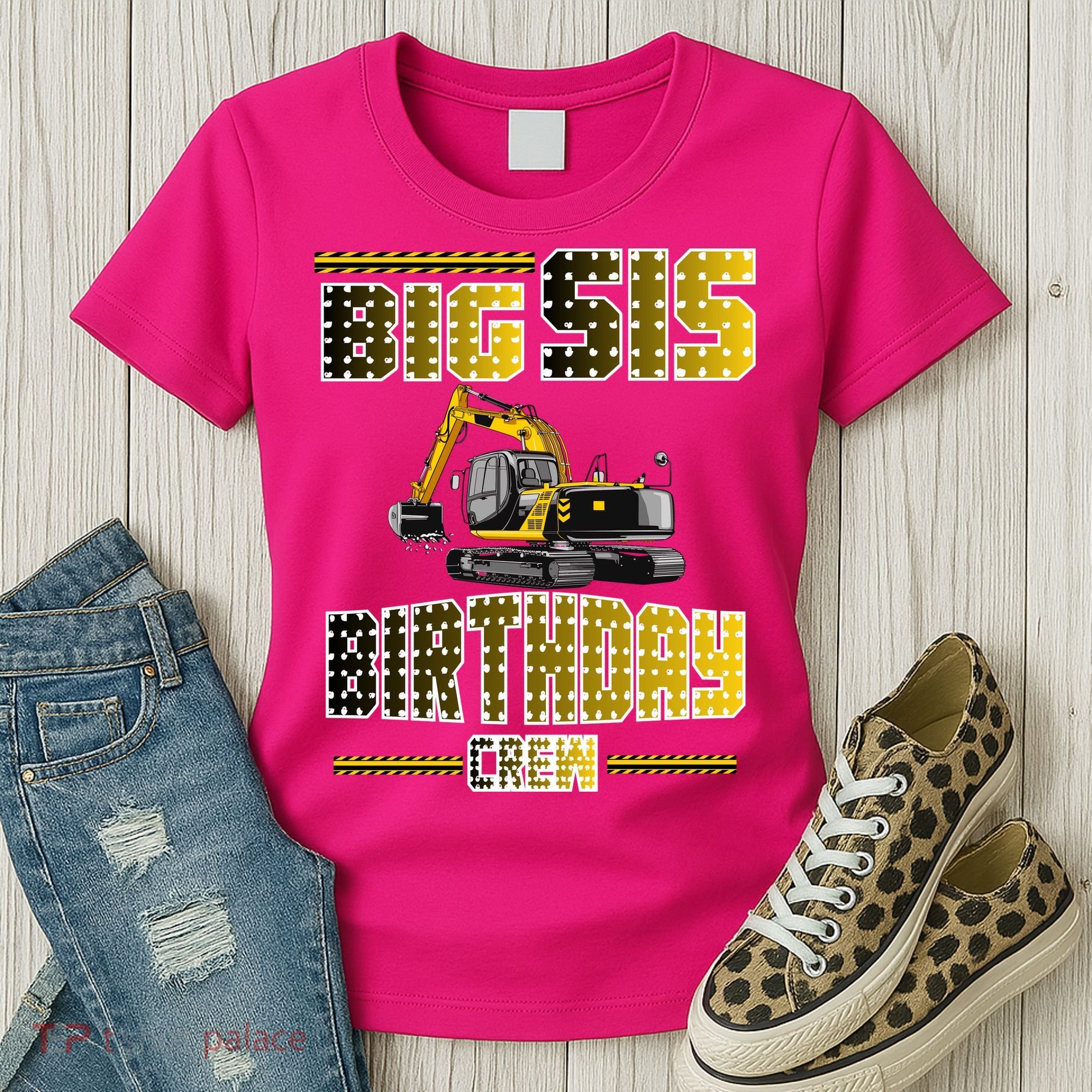 Big Sis Sister Birthday Crew Party Excavator Women's T-Shirt