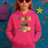 Big Sis Sister Birthday Crew Party Excavator Kids Hoodie thumb 3