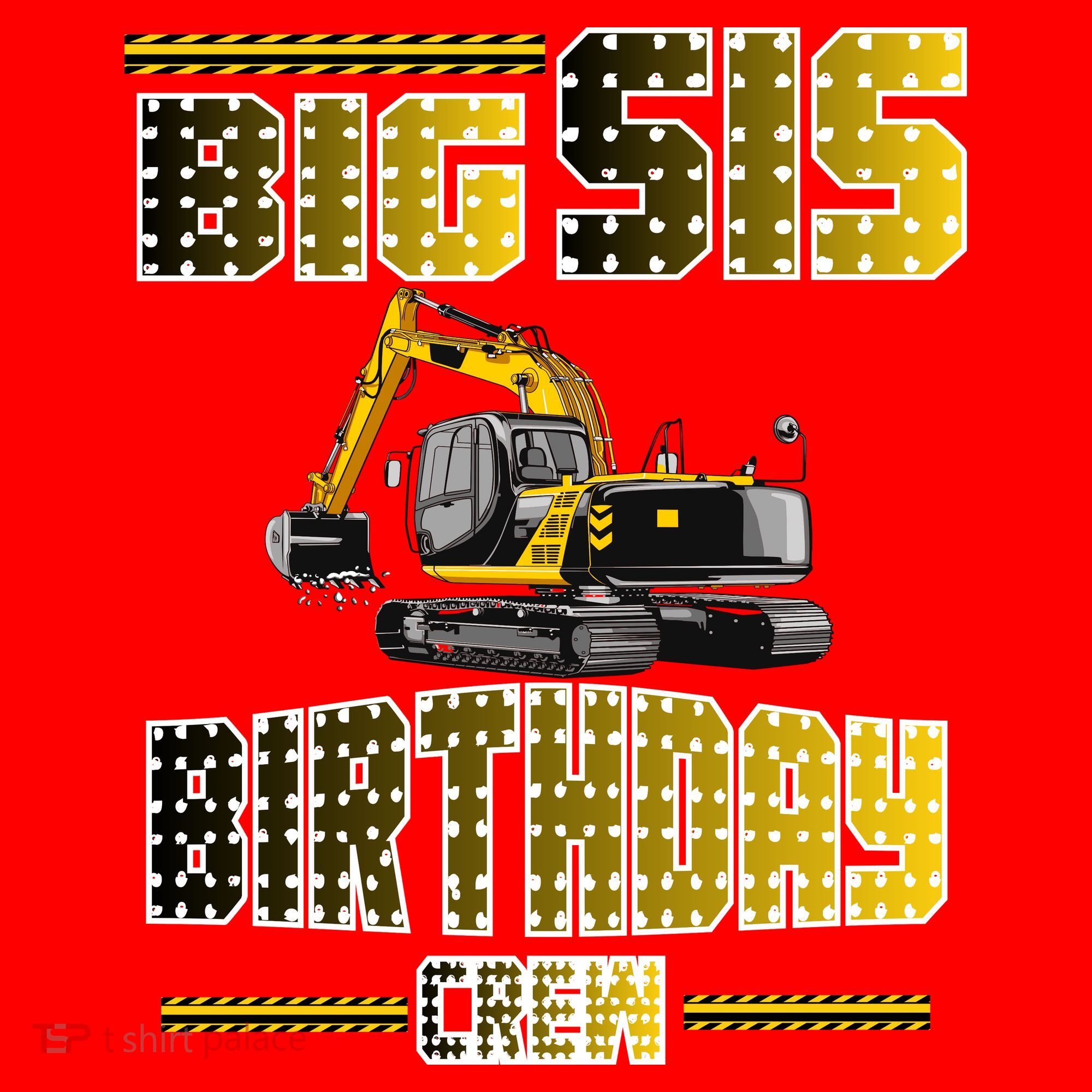 Big Sis Sister Birthday Crew Party Excavator Santa Hat
