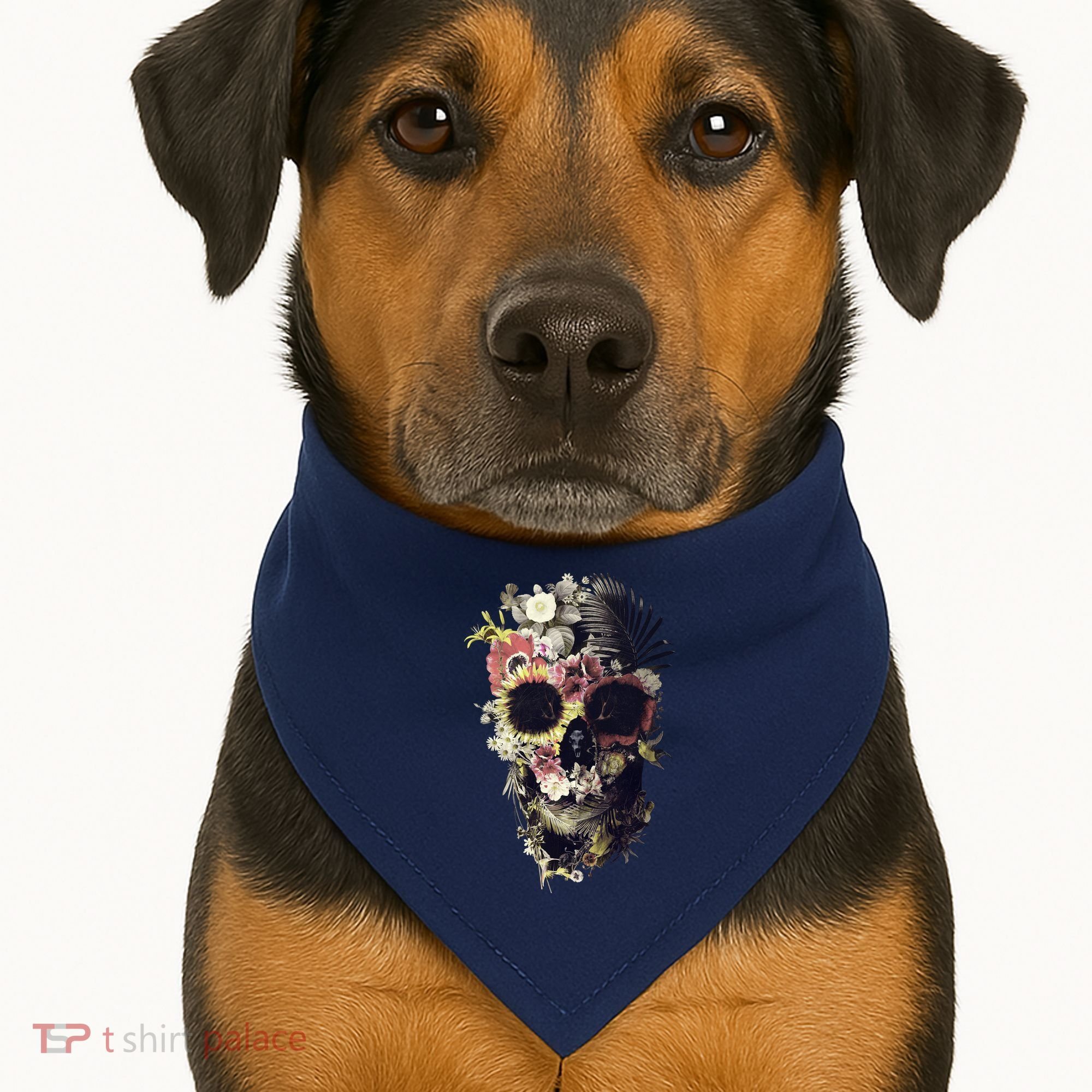 Bloom Skull Sunflower USA-Made Doggie Bandana