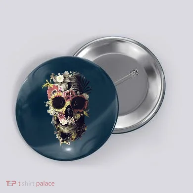 Bloom Skull Sunflower Button