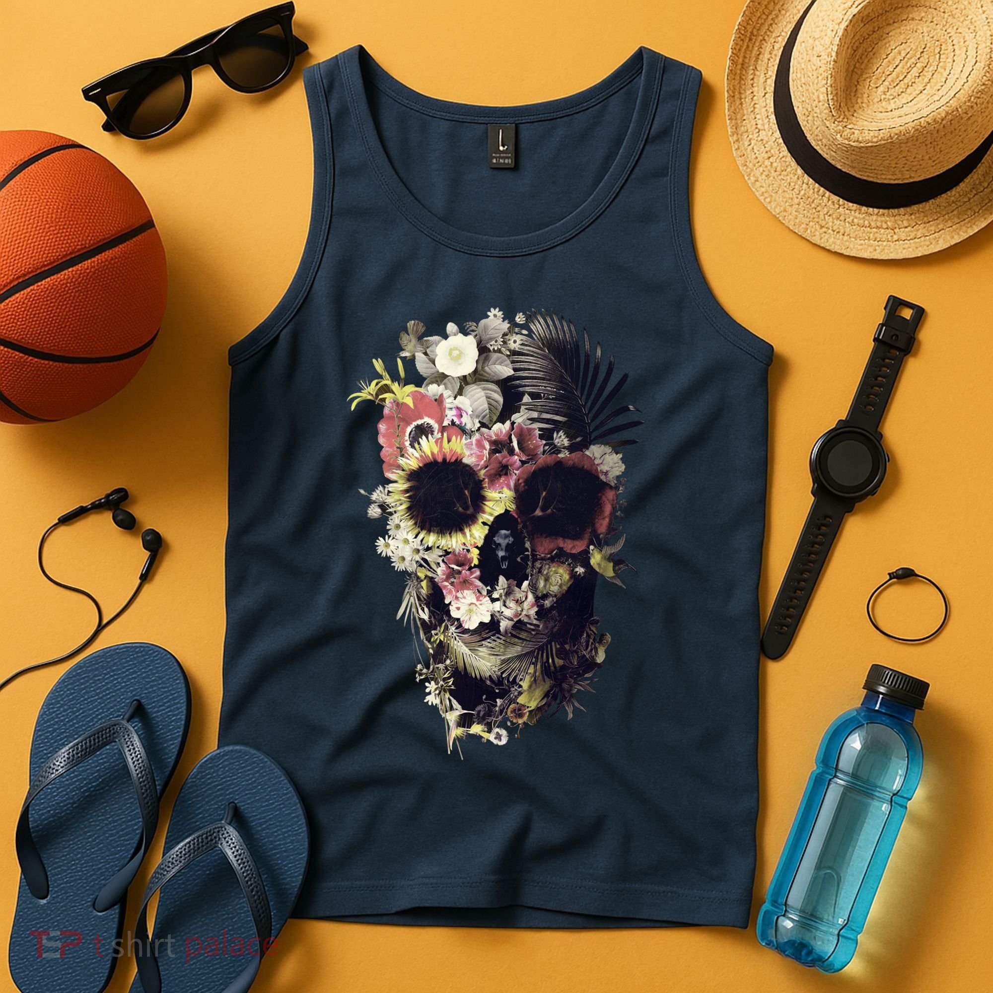 Bloom Skull Sunflower Tank Top