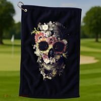 Bloom Skull Sunflower Golf Towel thumb 1