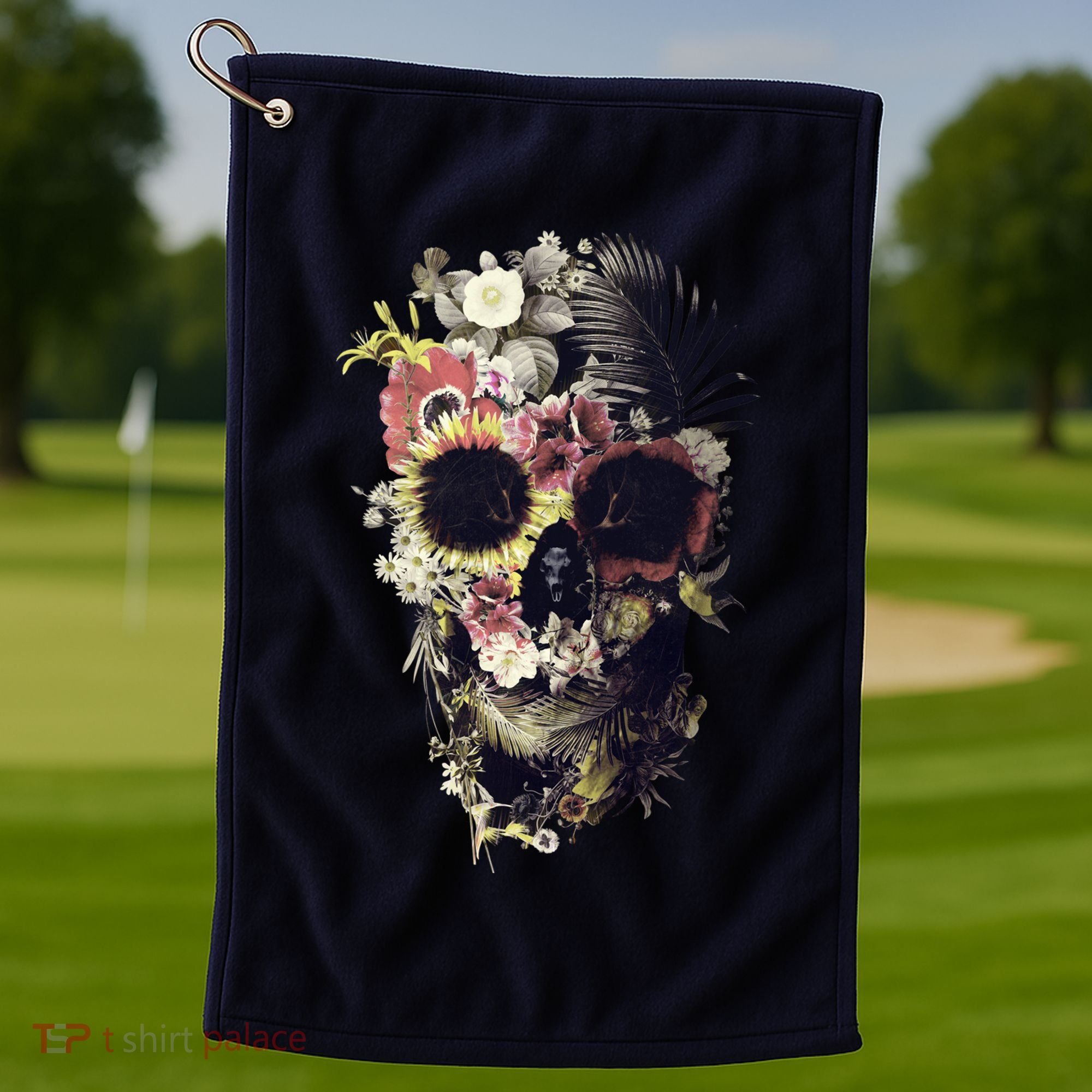 Bloom Skull Sunflower Golf Towel