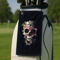 Bloom Skull Sunflower Golf Towel thumb 2