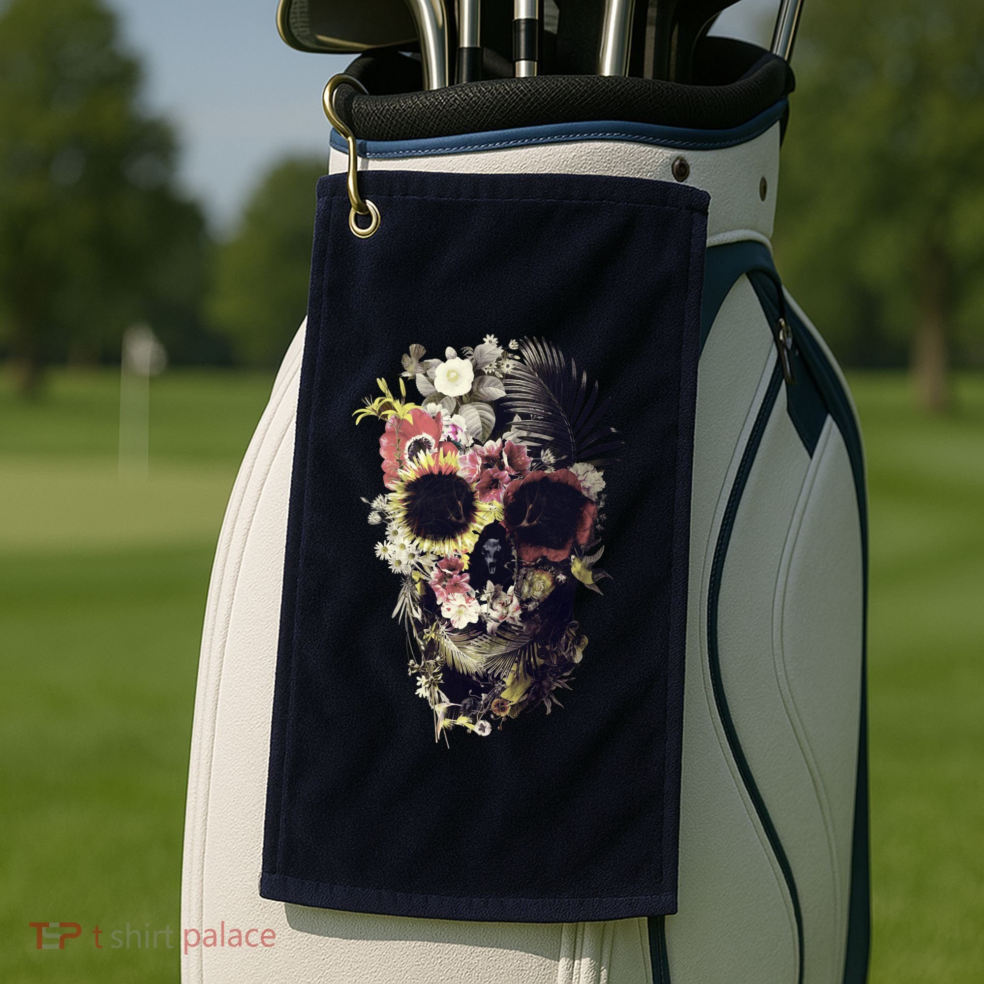 Bloom Skull Sunflower Golf Towel
