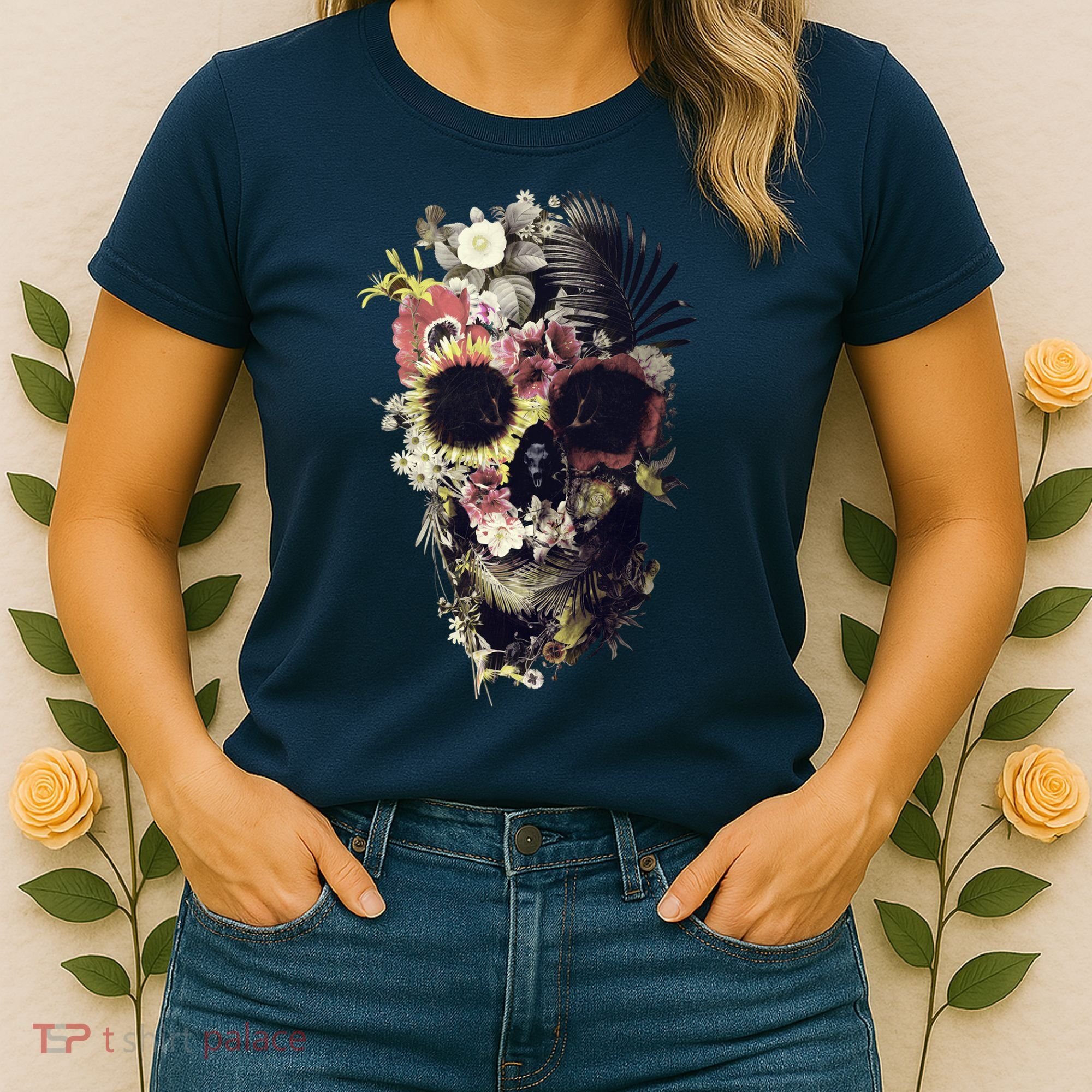 Bloom Skull Sunflower Women's T-Shirt