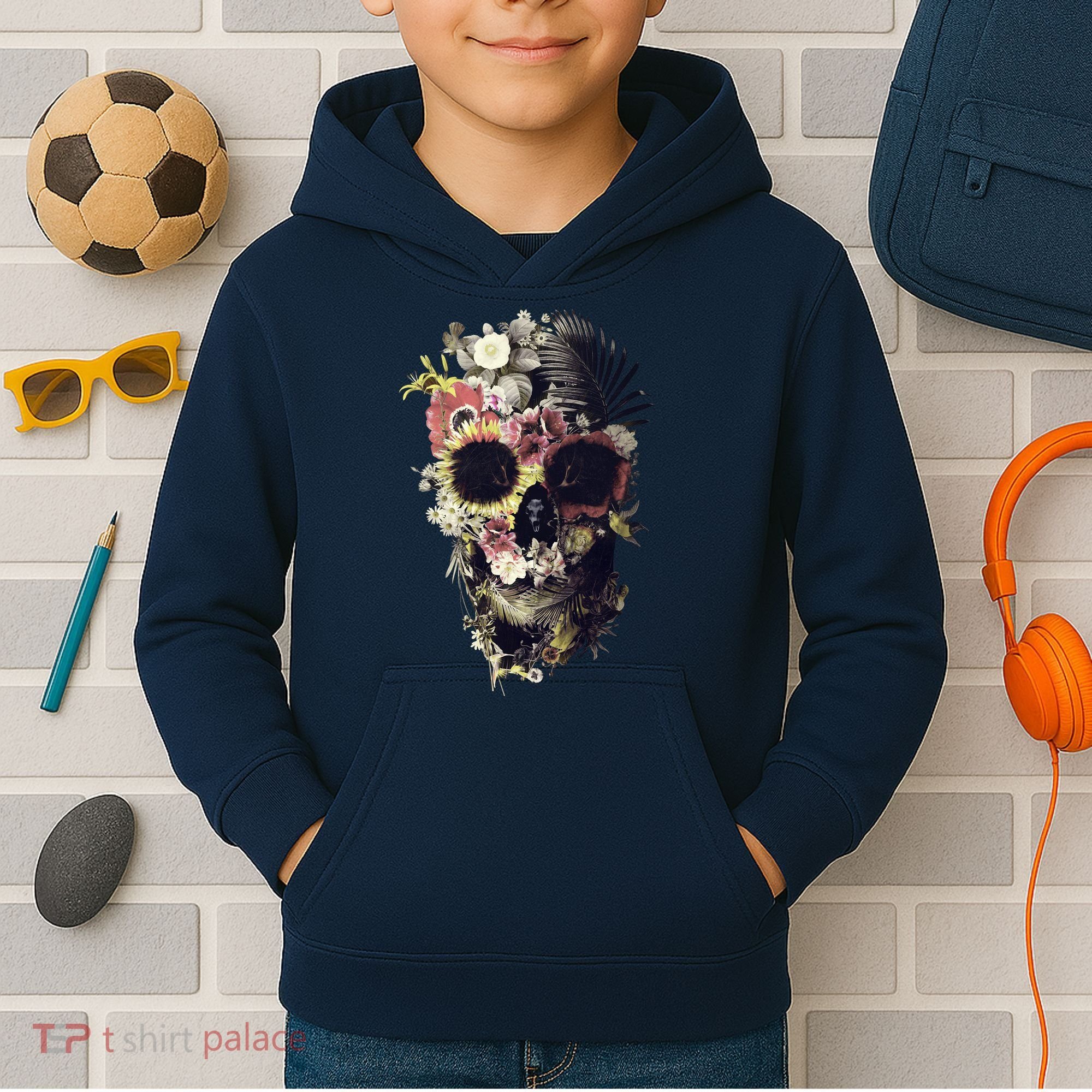 Bloom Skull Sunflower Kids Hoodie