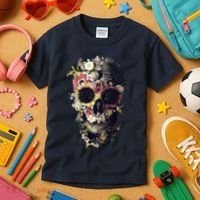 Bloom Skull Sunflower Kids T-Shirt thumb 3