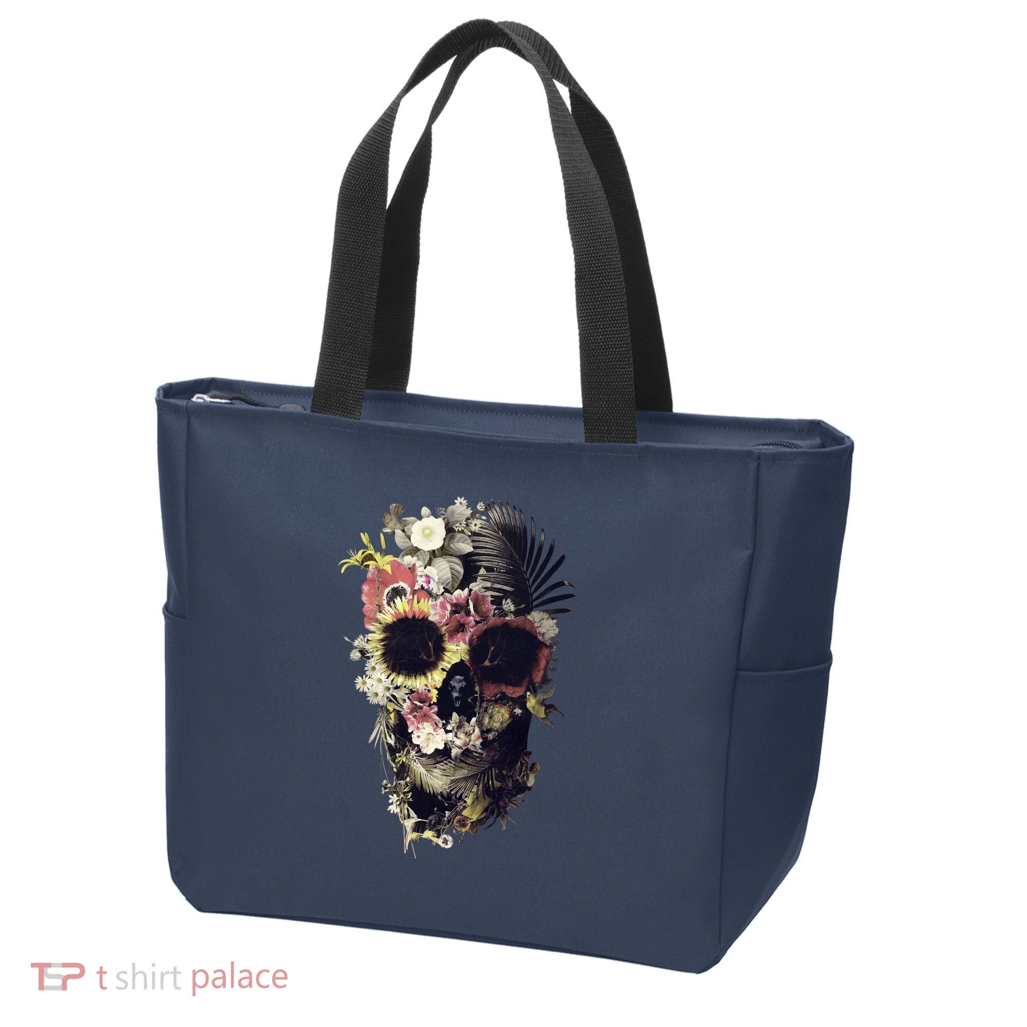 Bloom Skull Sunflower Tote Bag