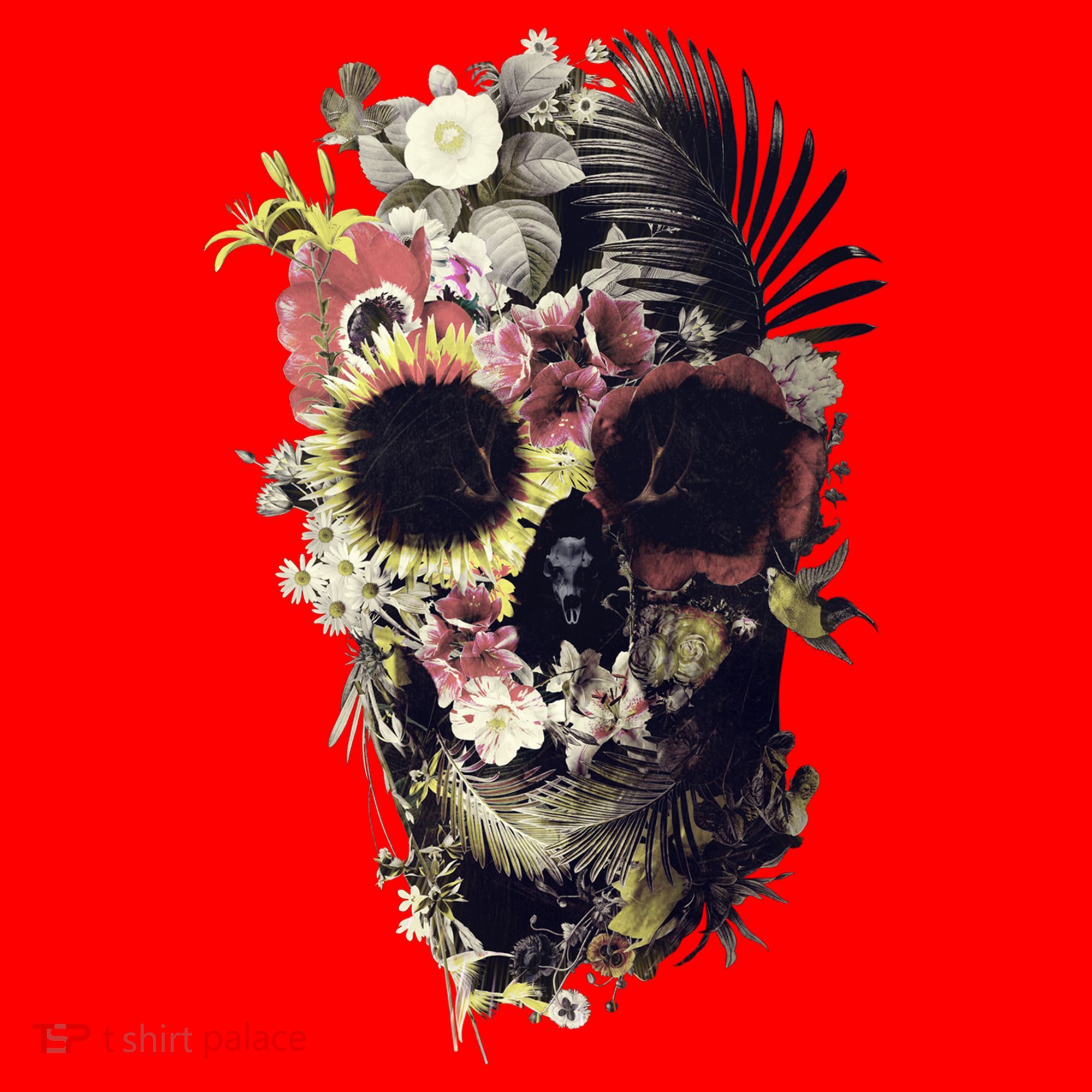 Bloom Skull Sunflower Santa Hat